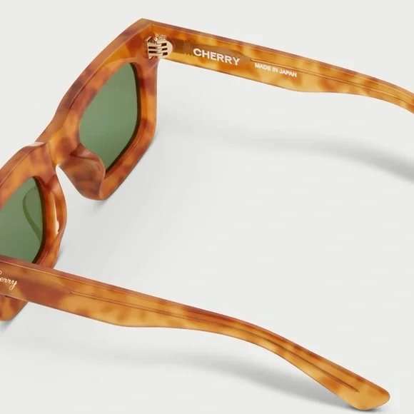 Cherry LA Honey Tortoise Acetate Sunglasses Made in Japan Retro Rectangl… Cherry LA Honey Tortoise Acetate Sunglasses Made in Japan  main image 2